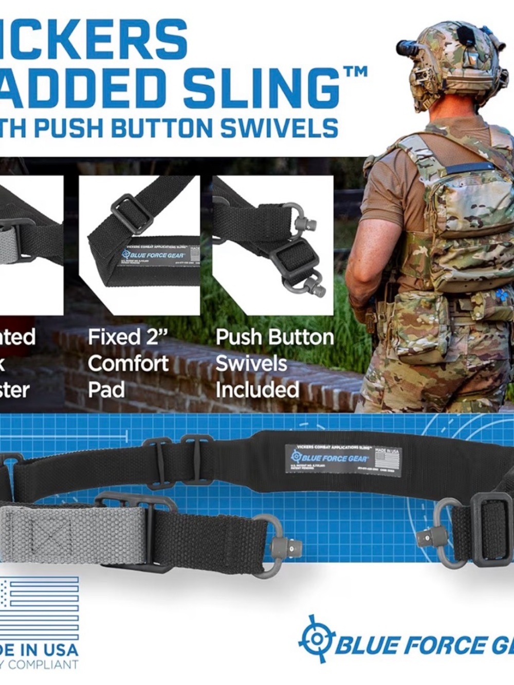 Blue Force Gear Padded Single-Point Sling in Black